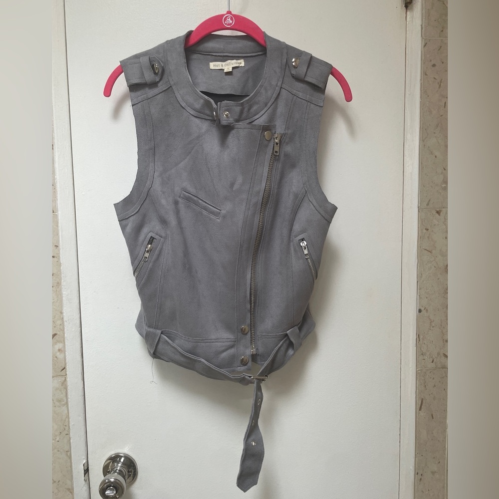 Grey Suede Like Vest